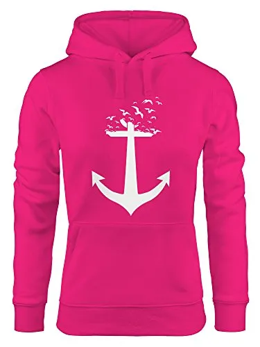 MoonWorks Damen Hoodie Anker Vögel – Stylischer Kapuzenpullover - Entdecke den Moonworks® Hoodie mit frechem Anker- und Vogel-Design! Ideal für Freizeit und gemütliche Tage. Weich gebürstet, taillierter Schnitt und praktische Kängurutasche – für einen lässigen, femininen Look.