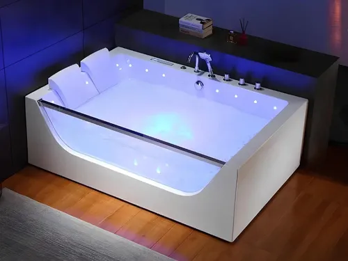 Whirlpool Whirlwanne Hydromassage 180x120 cm mit Lautsprechern - Freistehende Hydromassagewanne mit 24 Düsen für entspannende Momente. Modernes Design und integrierte Lautsprecher für ein ganzheitliches Spa-Erlebnis im Badezimmer.