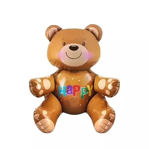Folienballon Baby Bär 3D, Happy ca. 77 x 70 cm - Party Luftballon Deko Dekoration Kindergeburtstag Helium Heliumballon XXL Ballon Geburt Geburtstag Baby Girl boy Mädchen Junge Babyparty Teddy
