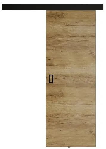 KIER FURNITURE Schiebetür Komplettset WERDI 60 - Innentüren Komplettset - Wohnzimmer Schiebetür - Modern Schiebetüren - Sliding Door - Tür Eiche Sonoma 66x205x1,6 cm