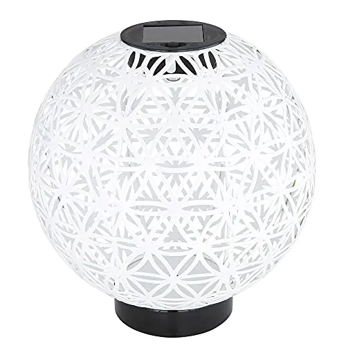 etc-shop Solarlampe Kugelsolarleuchten für Außen orientalische Kugel LED Gartenkugeln Solar, Beton Optik in weiß Lichteffekt, 1x LED warmweiß, DxH 20x21 cm
