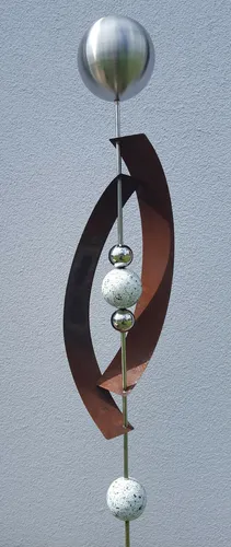 Skulptur Deimos matt 145 cm Edelstahl & Cortenstahl - Moderne Gartenstecker aus wetterfestem Edelstahl und Cortenstahl, ideal für Balkon und Garten. Verleiht jedem Außenbereich eine stilvolle Note!