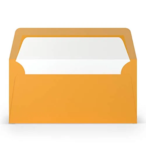 PAPERADO 25 Briefumschläge DIN lang/DL - Ocker gerippt Orange - 100 g/m² Kuvert ohne Fenster 22 x 11 cm - Umschläge mit Nassklebung gerader Klappe