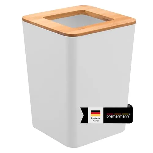 bremermann Kosmetikeimer CALVI aus Bambus und Kunststoff - Haushaltszubehör mit echtem Bambuselement, ideal für kleine Abfälle im Bad oder am Schminktisch, einfach zu reinigen und modern im Design.