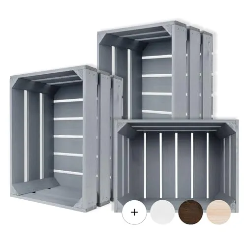 Creative Deco 3 x Kiste Holz Deko Holzkiste Grau - Vielseitige Aufbewahrungslösung - Dekorative Boxen & Kästen - Hochwertige Kiefernholz-Kisten in Grau, ideal für Geschenke, Spielzeug oder als stilvolle Aufbewahrungslösung.