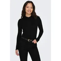 JDY Langarmbluse JDYFRANSISKA L/S HIGHNECK TOP JRS NOOS mit gewellten Säumen schwarz S (36)