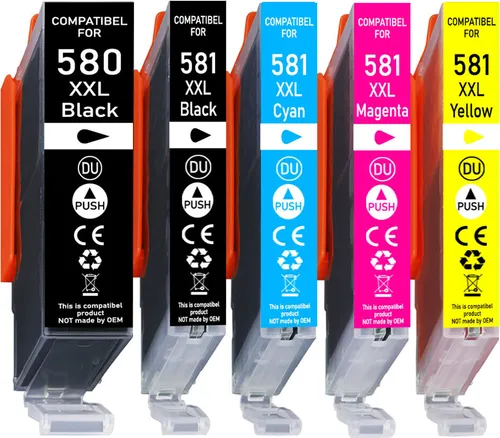 5er Pack Druckerpatronen 580 581 XXL kompatibel mit Canon TS705