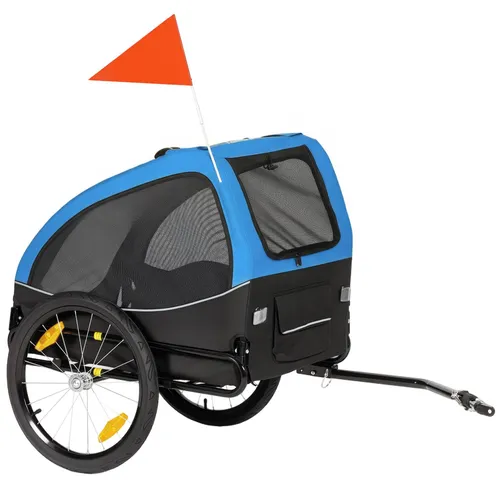 Fahrradanhänger für Haustiere, 20-Zoll-Räder, Blau/Schwarz