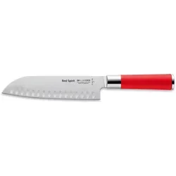 F. DICK Santoku Küchenmesser Red Spirit - 18 cm Klinge - Santoku-Messer mit Kullenschliff für exakte Schnitte, aus hochwertigem X55CrMo14 Stahl, ideal für präzises Arbeiten in der Küche.
