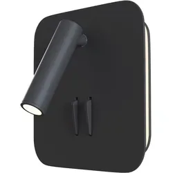 MAYTONI Moderne Wandleuchte Ios 176, 340° verstellbar - Lampen – Vielseitige Wandleuchte mit einstellbarem Spot für direktes und indirektes Licht, elegantes schwarzes Design und 550 Lumen für optimale Raumausleuchtung.