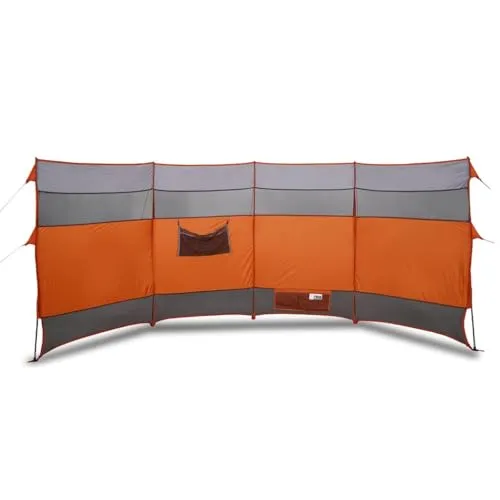 vidaXL Camping Windschutz - Orange 185T Polyester - Wind- & Sichtschutz mit Netzfenstern für Privatsphäre und Komfort, wasserdicht und stabil, ideal für Strand und Camping, einfacher Auf- und Abbau dank Steckverbindungssystem.