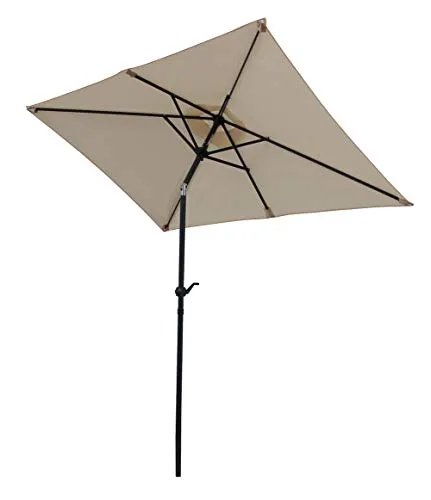 Gardissimo NEW SUNNY Sonnenschirm 210x140cm – Kurbelschirm in Natur - Hochwertiger Alu-Sonnenschirm mit Kurbel- und Knickmechanismus. Ideal für Balkon, Terrasse oder Garten. Wetterfester Bezug mit UV-Schutz 50 Plus, abnehmbar und waschbar. Genießen Sie entspanntes Draußensitzen!