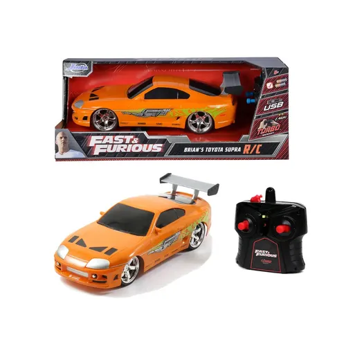 Jada Toys Fast & Furious RC-Auto - Brian's Toyota Supra - RC-Modelle mit Turbo-Funktion und USB-Ladeoption. Erlebe den ikonischen Toyota Supra von Brian O'Connor mit realistischen Aero-Modifikationen!