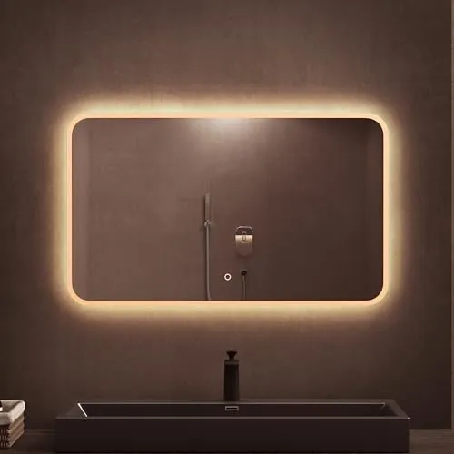 dopporo LED Badspiegel 100x60cm mit Touch Schalter in weiß von doporro