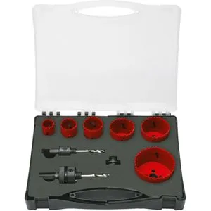 Exact Lochsägensatz O 22 - 68 mm, HSS Bi-Metall 70604 - Lochsägen für Durchmesser 22-68 mm, ideal für Stahl, NE-Metalle, Kunststoff und Holz. Variable Zähne sorgen für präzises Schneiden mit geringer Vibration und bis zu dreifacher Lebensdauer.