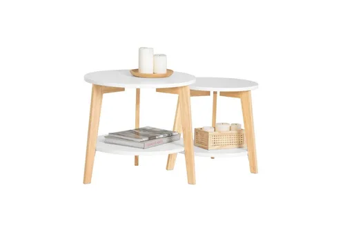 SoBuy Satztisch FBT75, 2er Set Beistelltisch für Wohnzimmer in weiß von SoBuy