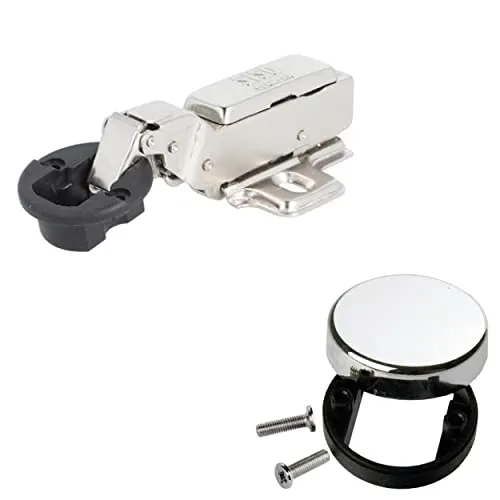 Gedotec Glastür-Scharnier Eckanschlag für Glastüren SOFTSTAR | 1 Set 1 Türscharnier mit eingebautem Softclose & Abdeckkappe | Möbelscharnier mit Montageplatte verchromt | Scharniere für Glas-Vitrine