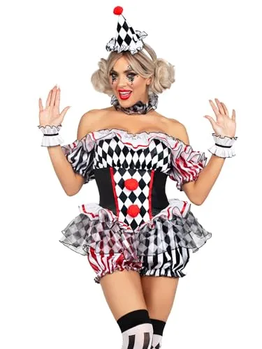 Leg Avenue Damen 4-teiliges Darling Harlekin Halloween-Kostüm