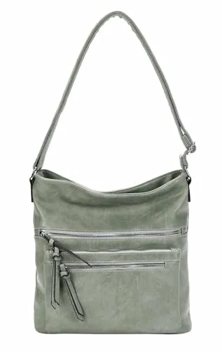Damen Tasche Umhängetasche Crossbody Shopper Schultertasche Hobo Bag Beuteltasche Crossover Handtasche City Bag Henkeltasche Reise Leder Optik Mint
