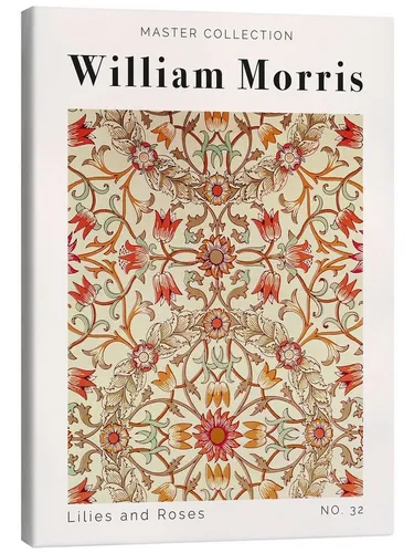 Posterlounge Wandbild Lilies and Roses No. 32, William Morris, erhältlich als Poster, Leinwandbild, Wandsticker oder Acrylglasbild