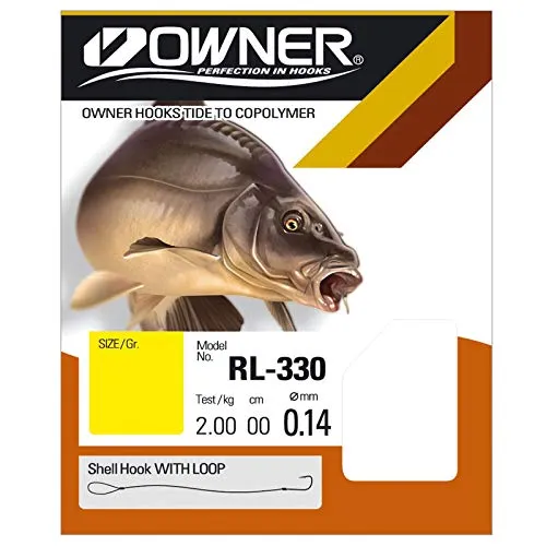 Owner Karpfenhaken gebunden 70cm, Vorfachhaken für verschiedene Fischarten, Angelhaken mit monofilem Vorfach, Größe 1, 70cm Vorfach, Haken für Karpfen, Schleie, Brasse, Forellen, Größe/Tragkraft/Durchmesser/Inhalt:Gr.1/11.1kg/0.35mm/9 Haken pro Packung