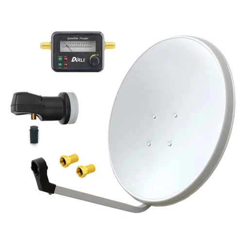 ARLI 60cm HD Sat Anlage mit Single LNB und Satfinder - SAT-Antenne für optimalen Empfang: Die 60cm Schüssel garantiert besten Empfang für Astra 19,2° und Hotbird 13° in Deutschland – ideal für Zuhause, Garten oder Camping.