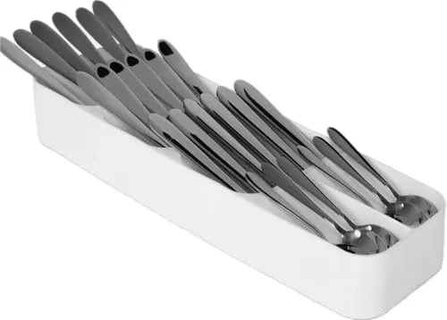 BOAA Fresh Besteckorganizer fünf Fächer (weiß) für die Küchenschublade oder freistehend, Besteckkasten, Ordnungssystem Küche, Schubladen Organizer Küche, Aufbewahrung Küche, 11cm Breite, (508069)