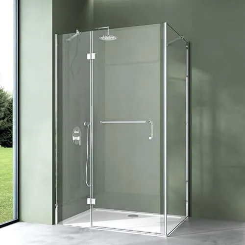 Mai & Mai Eckdusche Duschkabine ESG mit Nano-Beschichtung - Eckdusche mit moderner Drehtür, 6mm ESG-Sicherheitsglas und NANO-Beschichtung für einfache Reinigung. Ideal für barrierefreien, ebenerdigen Einbau.