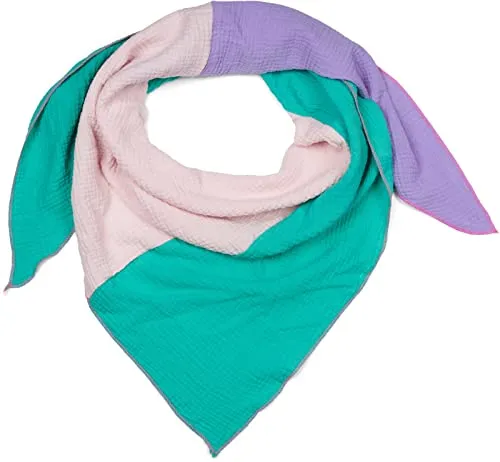 styleBREAKER Damen Musselin Dreieckstuch 3-farbig - Schals für Damen - Leichtes und atmungsaktives Musselin-Tuch in zarten Pastelltönen, ideal für Frühling & Sommer. Vielseitig einsetzbar als Halstuch oder Kopftuch, hochwertig gefertigt in Italien.