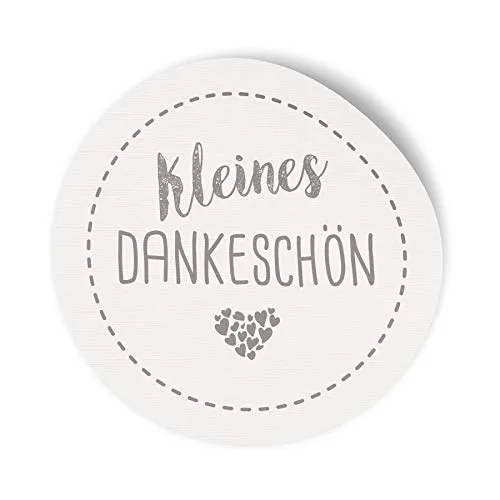 itenga Sticker I Aufkleber aus Papier 2.5 cm rund selbstklebend für Verschiedene Anlässe - Scrapbooking Basteln Verzieren Dekorieren (24 Stück, Kleines Dankeschön (Grau/Weiß))