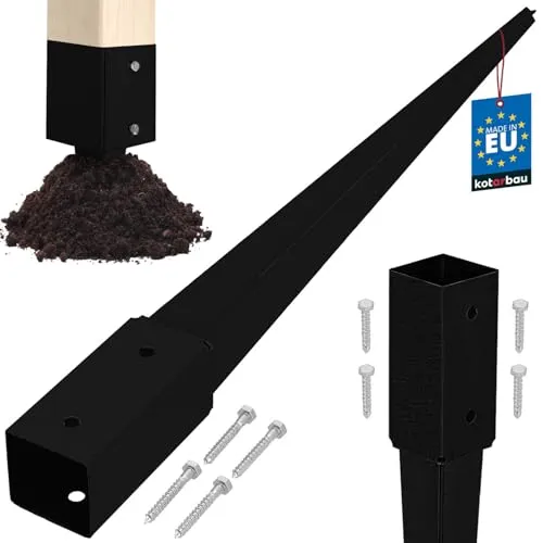 KOTARBAU® Pfostenträger zum Einschlagen 61x61x750mm Verzinkt-pulverbeschichteter Stahl Einschlaghülse Erdanker Einschlagbodenhülse Gartenzaun Erdungsspieß Bodenanker Einschlaghülsen für Holzpfosten