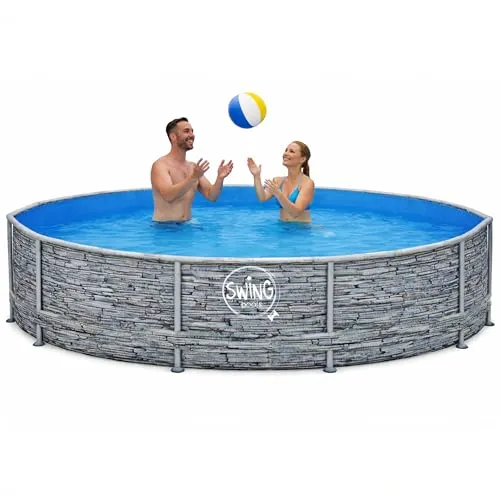 HAF Framepool Aufstellpool rund 366 x 91 cm mit Steinoptik von HAF