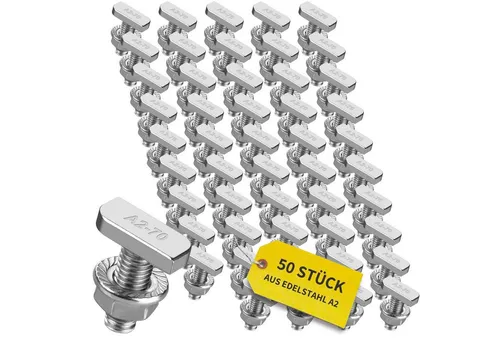Avoltik Hammerkopfschrauben M8/M10 mit Flanschmuttern aus Edelstahl A2 - Hochwertige Hammerkopfschrauben M8/M10 für die sichere Montage von Solaranlagen. Robustes Edelstahl A2 garantiert langlebige Qualität und optimale Passform.