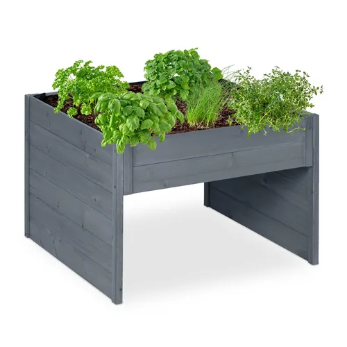 relaxdays Mähroboter-Garage mit Pflanzkasten - Mähroboter-Garage aus robustem Tannenholz, bietet zusätzlichen Pflanzkasten für Gartenideen und schützt Ihren Mähroboter optimal.