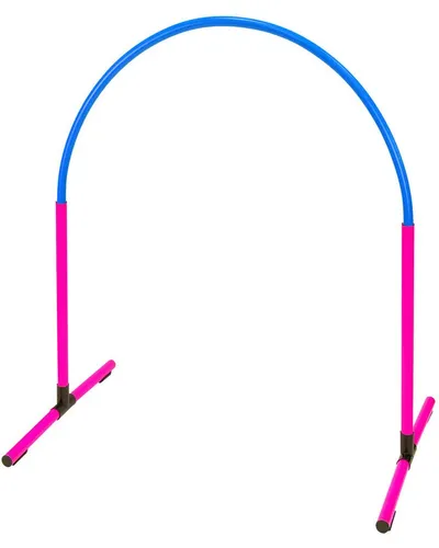Superhund Agility-Slalom Hoop aus Kunststoff, Pinke Basis mit Blauem Bogen, Pink/Blau