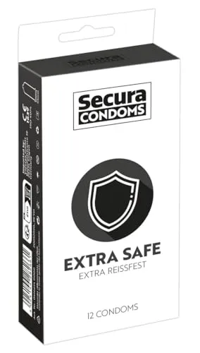 Secura Extra Safe 12er Kondome - 12 extra dicke Präservative für langanhaltenden und sicheren Sex, zur Verhütung ohne Hormone für Männer, dicke Wandstärke