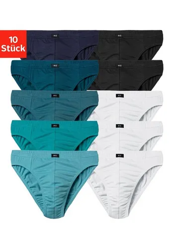H.I.S Slip Männer Unterhose 10er Pack - Slips & Strings mit flachem Komfortbund, aus 95% Baumwolle für optimalen Tragekomfort und in verschiedenen Farben erhältlich.