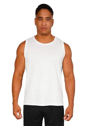 Tank Top Herren, Ärmelloses Sommer Shirt aus Reiner Baumwolle-Single Jersey, Sport Muskelshirt, Fitness Trägershirts, Achselshirt - Weiss, Gr. L