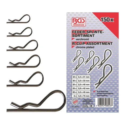 BGS-8043 Feder-Splinte-Sortiment 150-tlg.