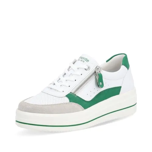 Remonte Damen Low-Top Sneaker D1C00, Frauen Halbschuhe,lose Einlage,straßenschuhe,Strassenschuhe,Freizeitschuhe,Turnschuhe,Weiss Kombi (80),41 EU