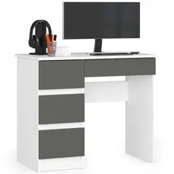Raumhirsch Furniture Schreibtisch Weiß, 90x77x50 cm, mit 4 Schubladen - Moderner Schreibtisch mit kompakten Maßen und vier geräumigen Schubladen für optimale Organisation. Ideal für kleine Räume und stilvolle Büros – ein elegantes Möbelstück aus hochwertigem Holzwerkstoff.