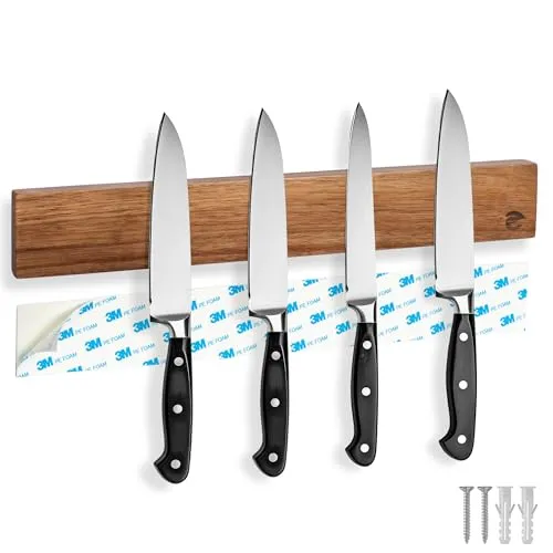 Magnetleiste Messer aus Akazienholz 40cm - Halter für Ihre Messer, stilvoll aus Akazienholz, ideal für eine moderne Küche und sorgt für Ordnung und Sicherheit.