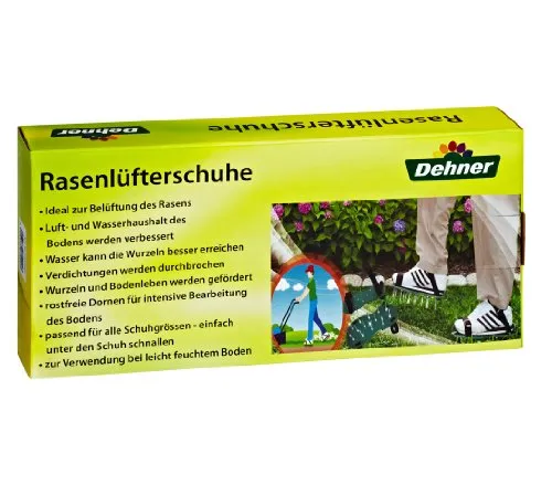 Dehner Rasenlüfterschuh Sunny – Effektive Belüftung für Ihren Rasen - Optimale Belüftung von Rasenflächen für einen gesunden Boden. Einfach in der Anwendung und langlebig dank rostfreier Dornen. Ideal für die Pflege Ihres Gartens.