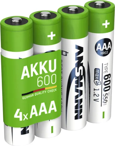 Ansmann NiMH Akku Micro AAA Typ 600 (min. 550 mAh) maxE 4er Pack