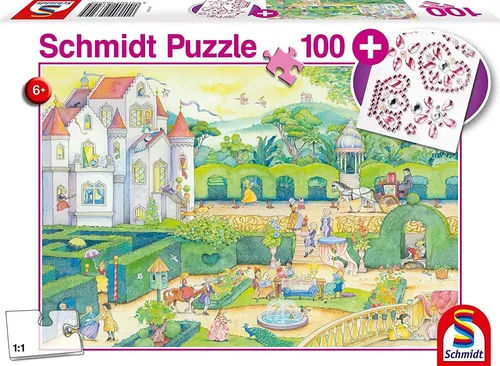 BEI DEN MÄRCHENPRINZESSINN - PUZZLE + GLITZERSTICKER - Schmidt 56329 - 100 Pcs.