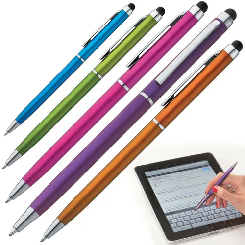 Touchpen Kugelschreiber / Farbe: je 2x pink, orange, lila, hellblau,apfelgrün 10