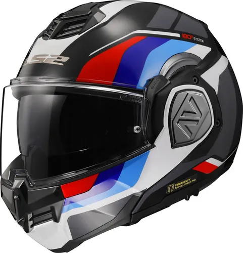 LS2 Klapphelm ADVANT SPORT - Black Blue Red White, XXXL - Motorradhelm mit KPA-Schale für hohe Sicherheit und Leichtigkeit, ideal für sportliche Fahrer. Mit verstärktem Kinnriemen und Double Homologation für optimalen Schutz.