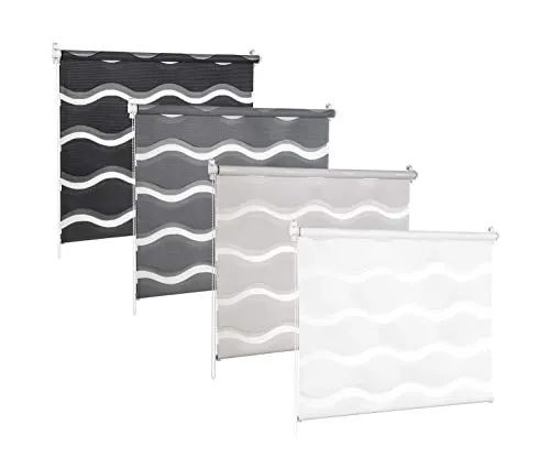 KSHANDEL24 DOPPELROLLO DUOROLLO Welle MIT 3D Effekt Weiss SCHWARZ GRAU Grafit FENSTERROLLO (Grafit, 80x150 cm)
