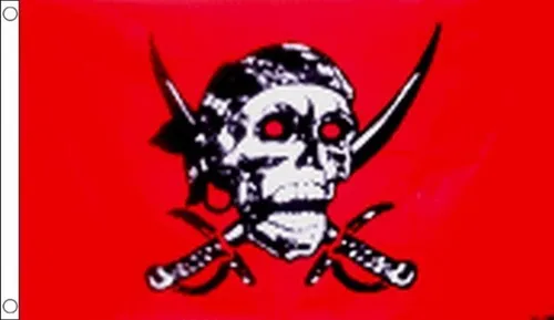 FLAGGE PIRAT RED SKULL 90x60cm - PIRATEN TOTENKOPF FAHNE  60 x 90 cm - flaggen A