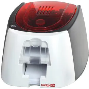 Evolis Badgy 100 Plastikkartendrucker - Schneller und effizienter Druck - Drucker für Plastikkarten, ideal für Veranstaltungen und Mitgliedsausweise, mit bis zu 225 einfarbigen Karten pro Stunde und kompaktem Design.